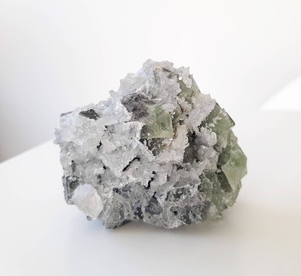 Fluorite & calcite crystal cluster