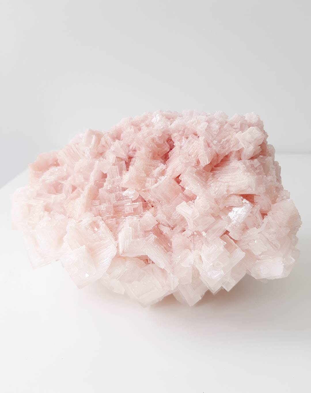 Enormous pink halite crystal cluster