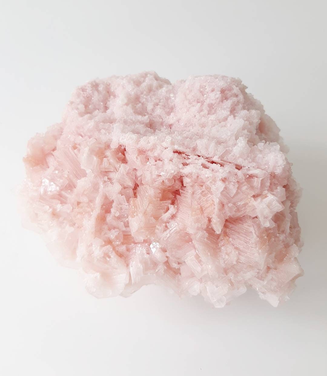 Enormous pink halite crystal cluster