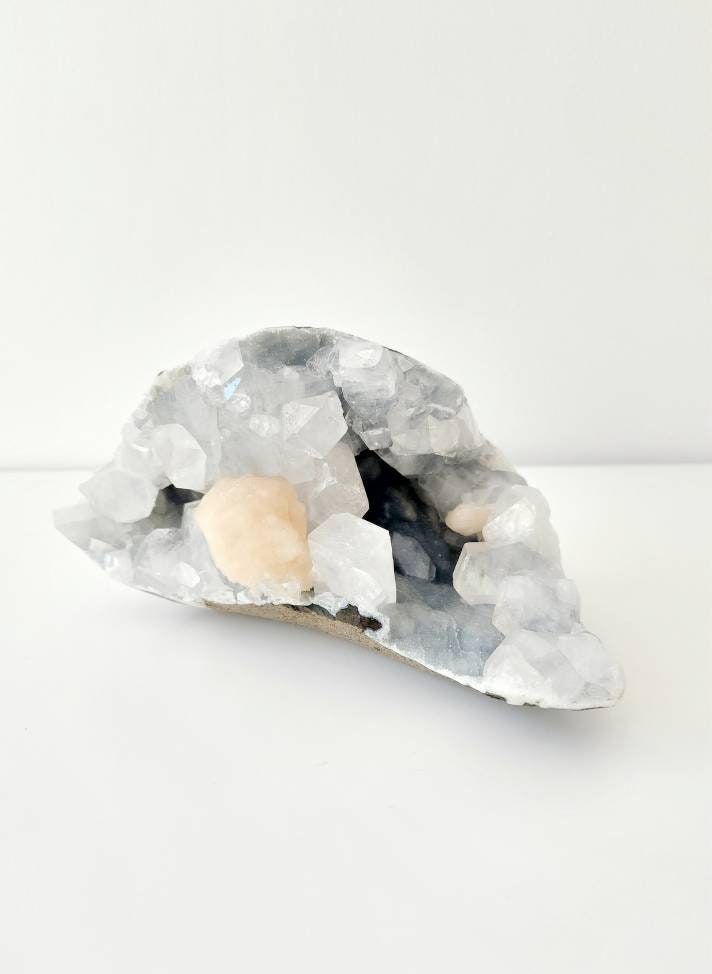 Blue chalcedony, apophyllite & stilbite crystal