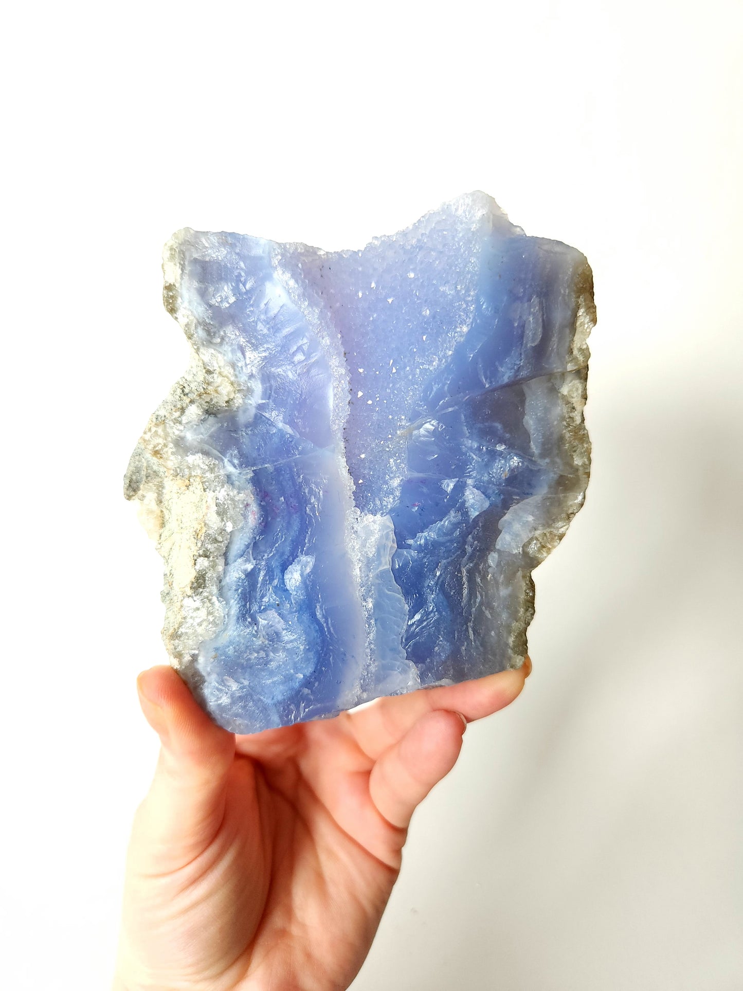 Slice of deep blue lace agate