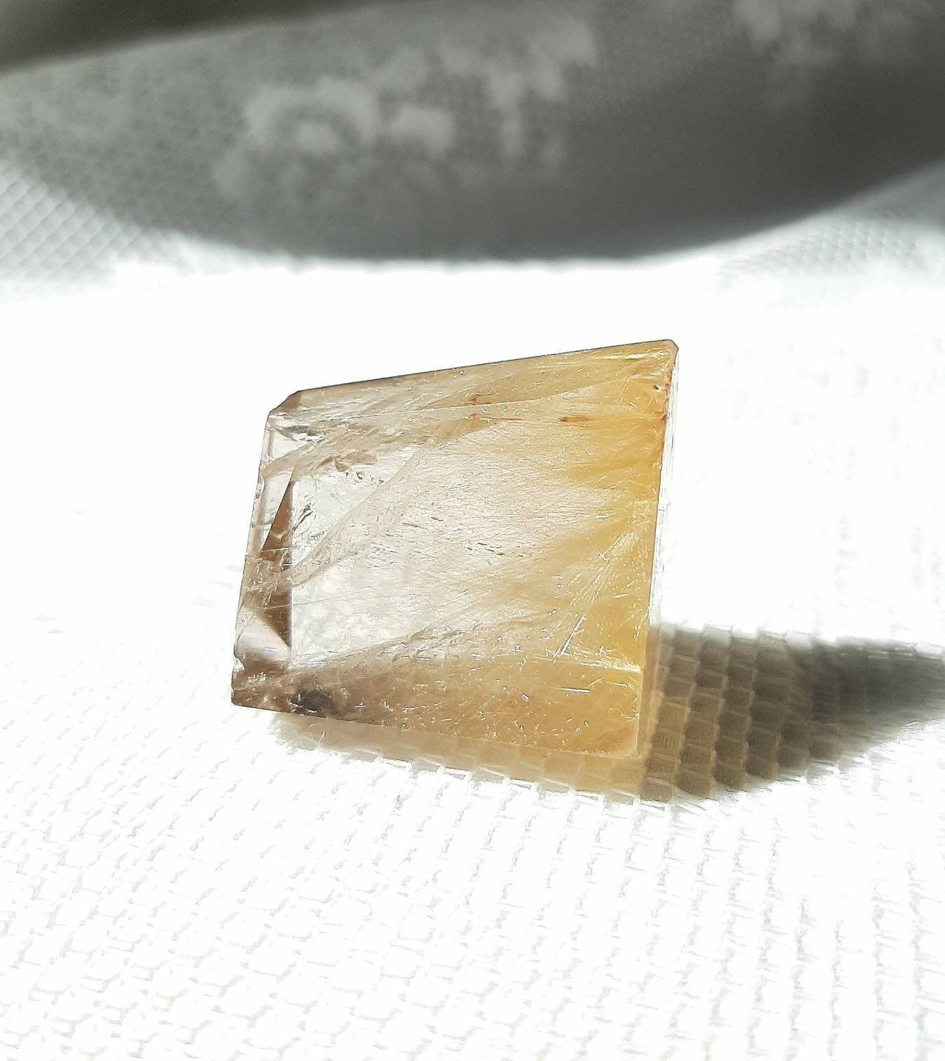 Golden rutile quartz gem