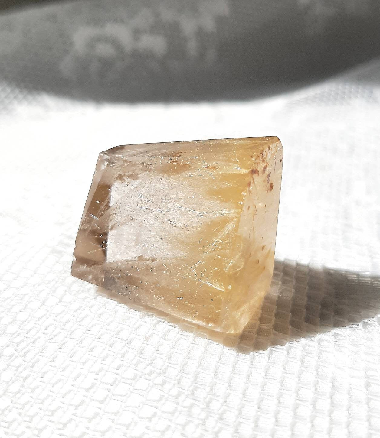 Golden rutile quartz gem