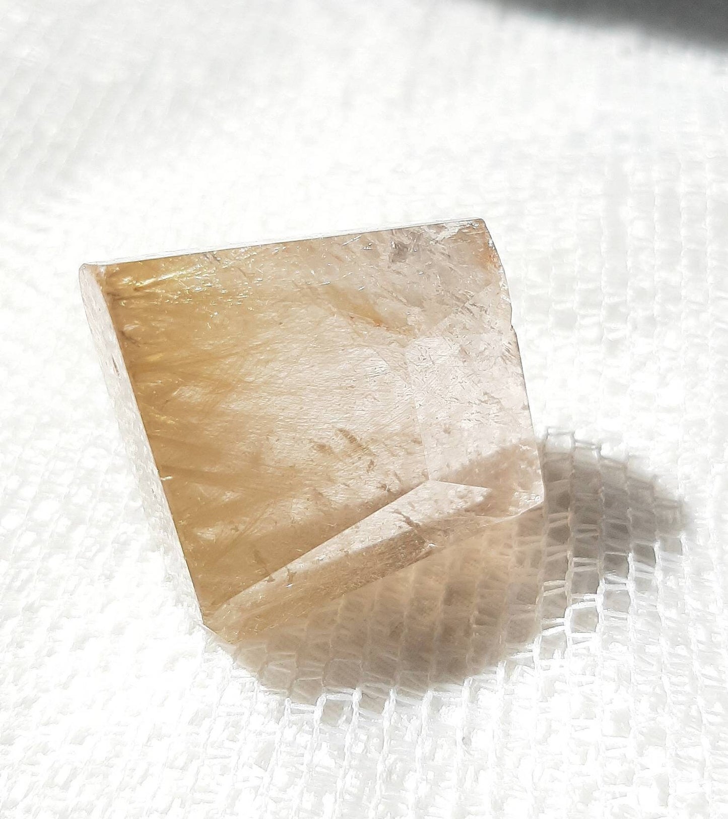 Golden rutile quartz gem