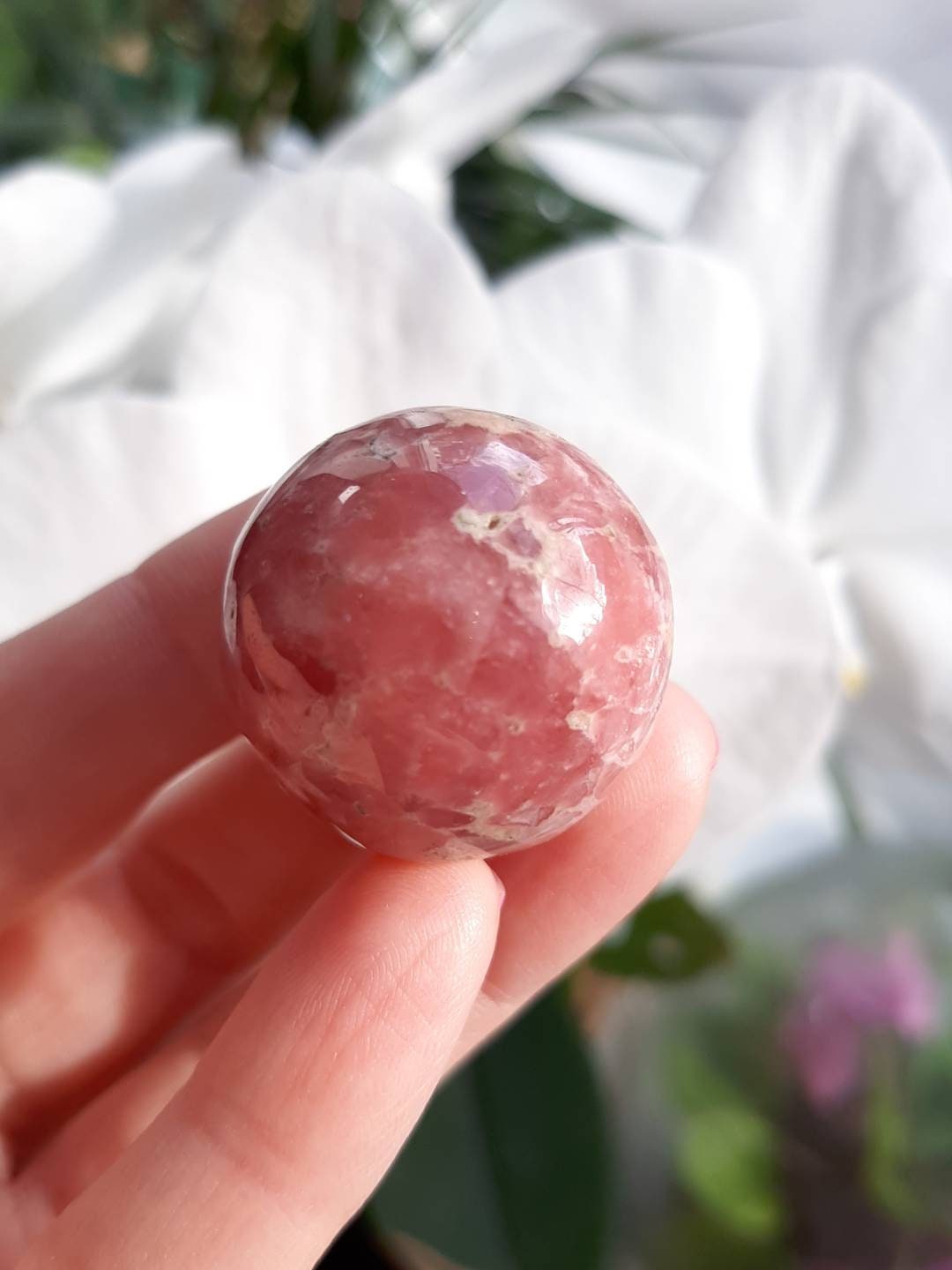 Juicy rhodochrosite sphere