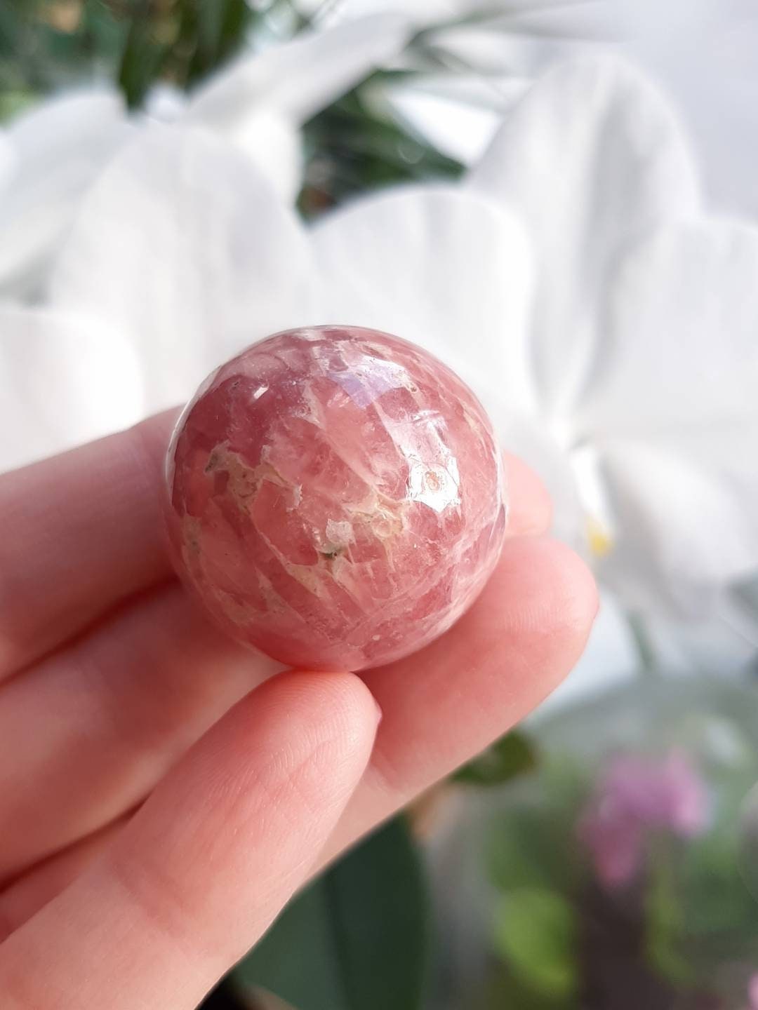 Juicy rhodochrosite sphere