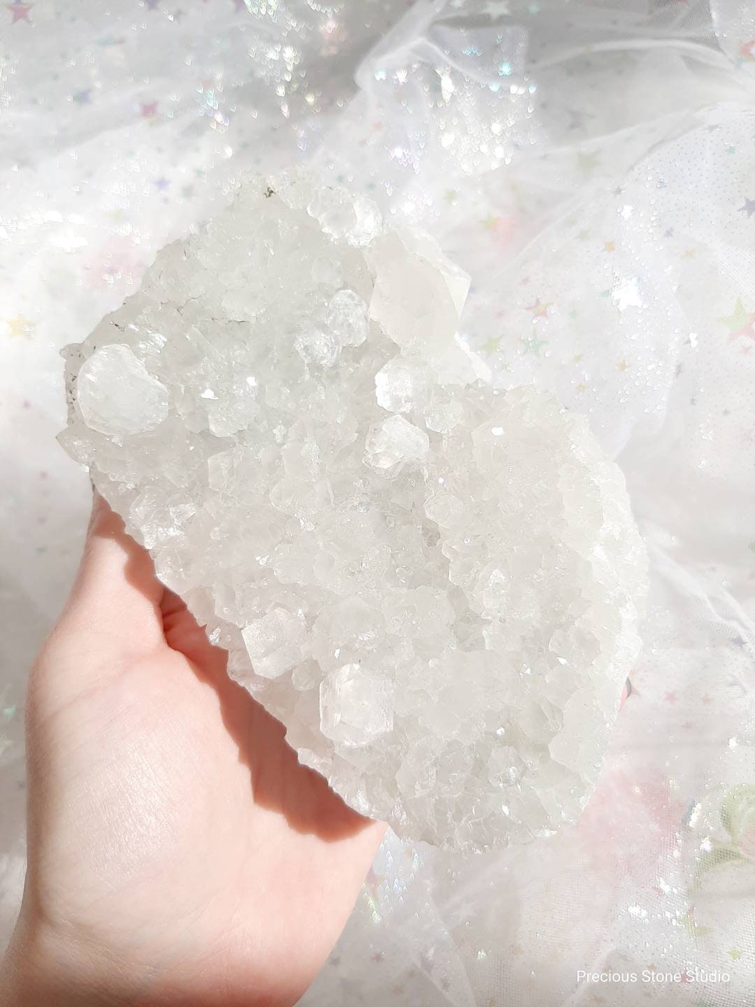 Clear apophyllite crystal
