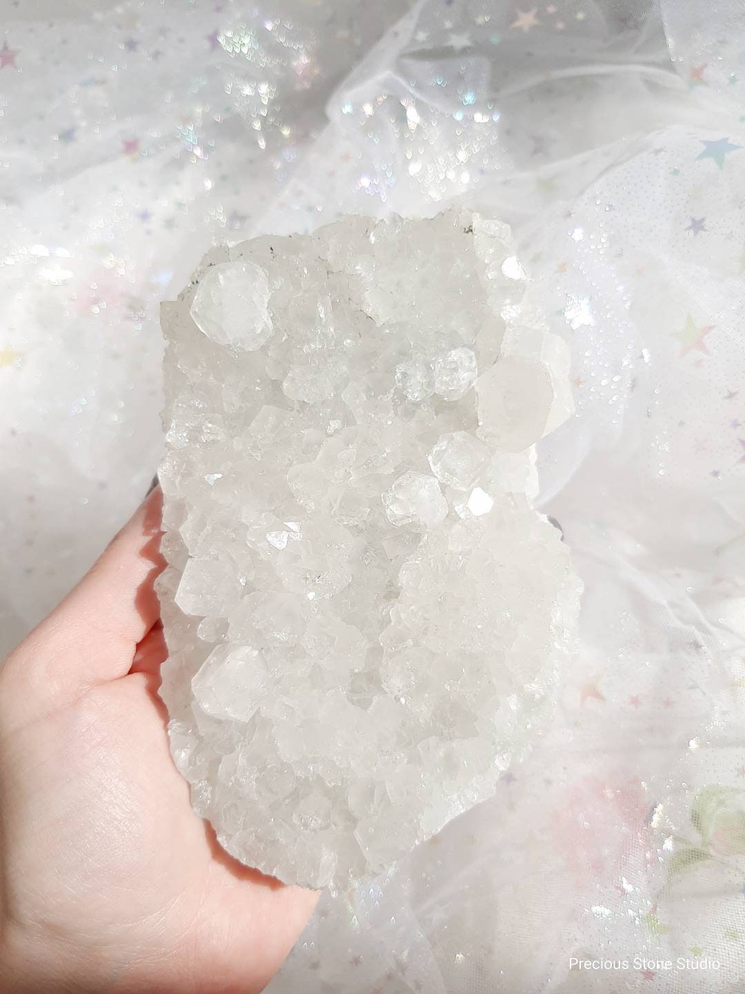 Clear apophyllite crystal