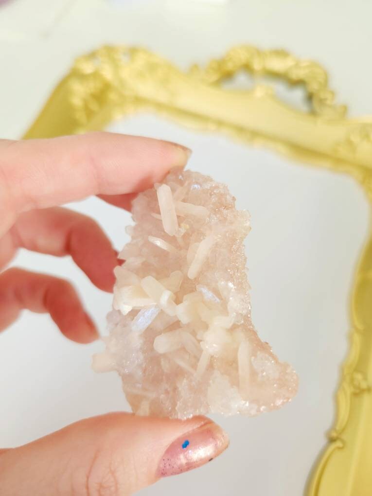 Pink apophyllite sugar crystal