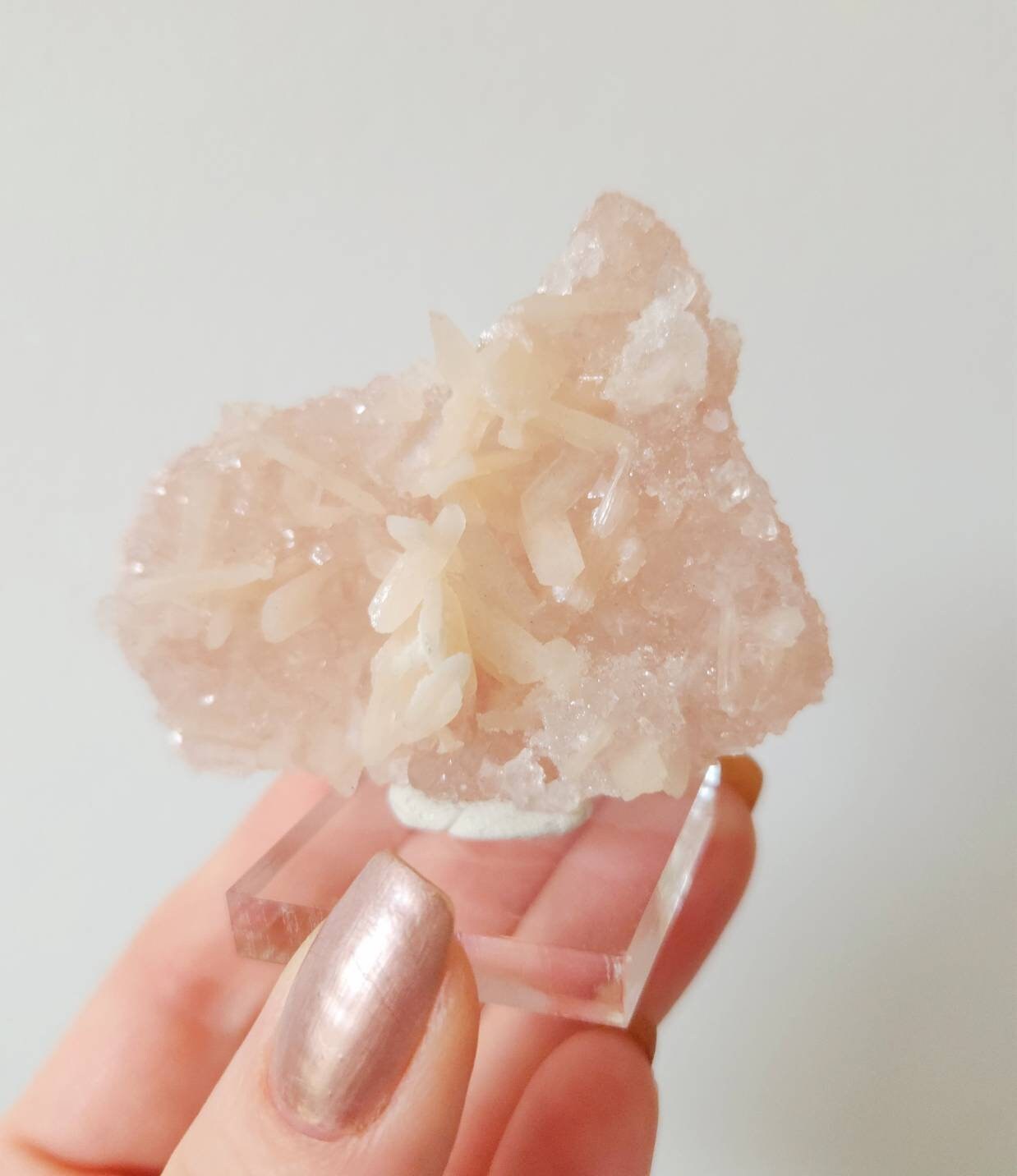 Pink apophyllite sugar crystal